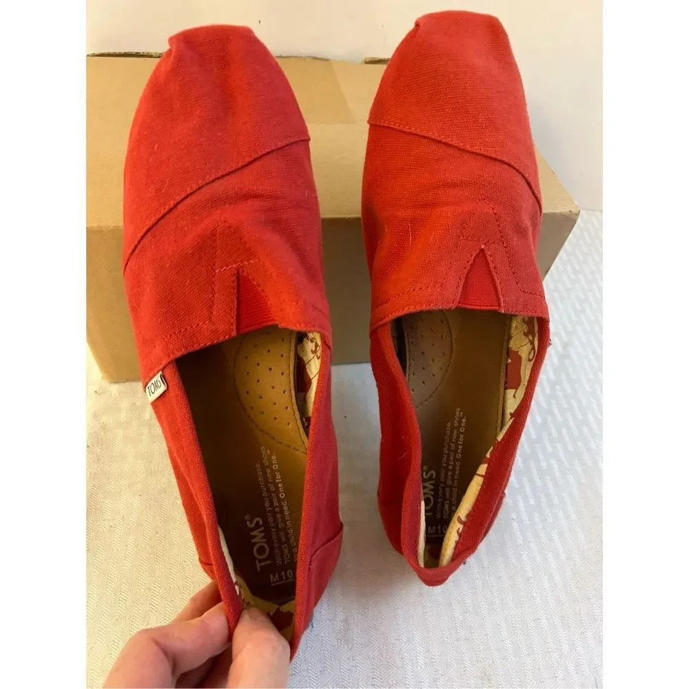 Toms red flat shoes Mens size 10